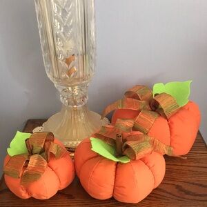 Orange fabric pumpkins NEW set of 3